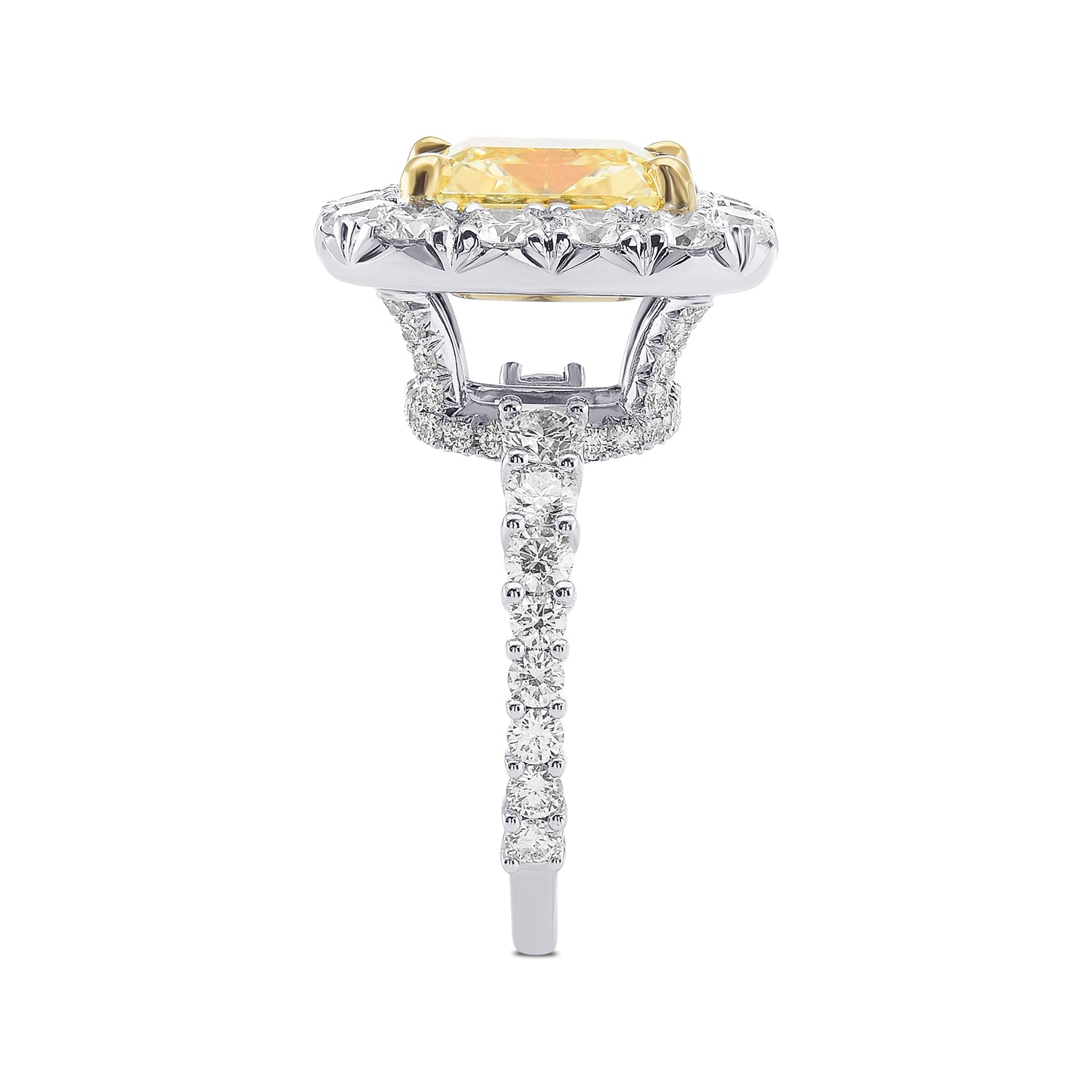 Fancy Light Yellow Radiant Diamond Halo Ring