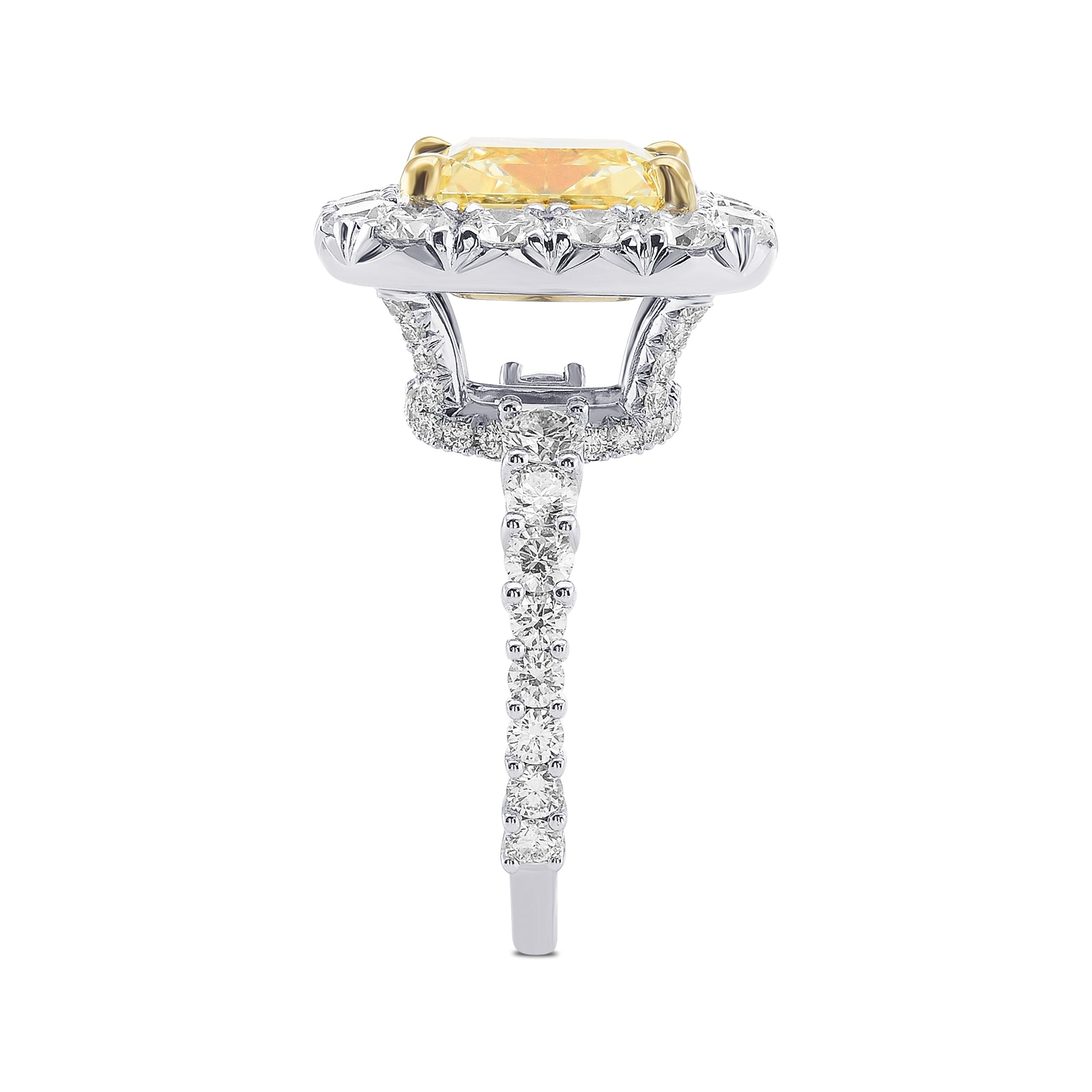 Fancy Light Yellow Radiant Diamond Halo Ring