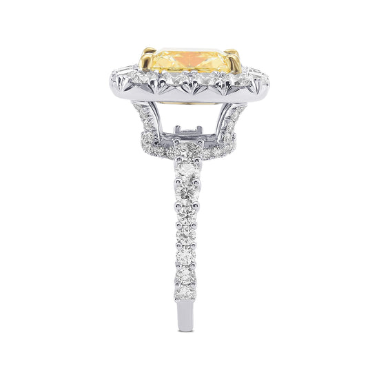 Fancy Light Yellow Radiant Diamond Halo Ring