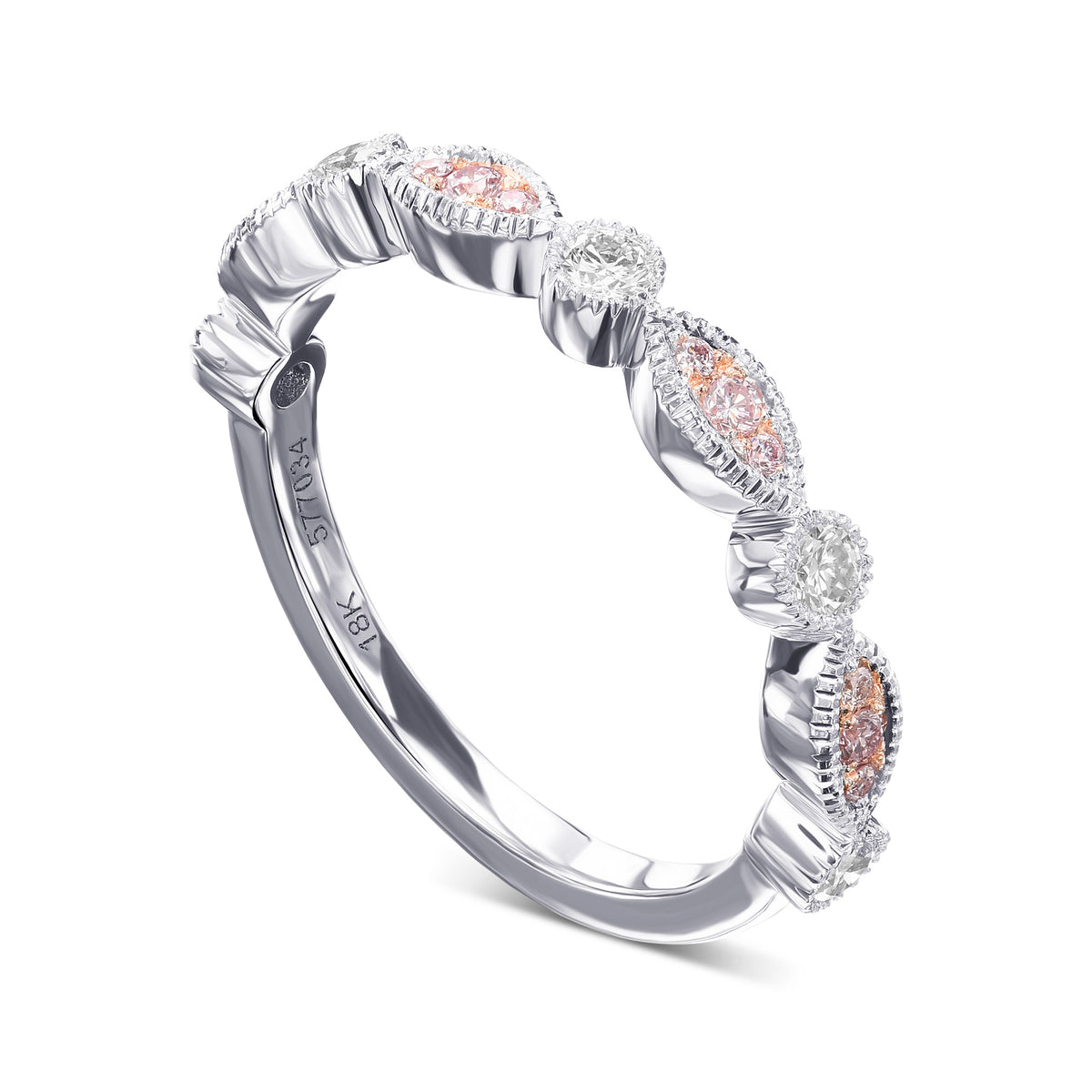 Pink & White Diamond Designer Band Ring