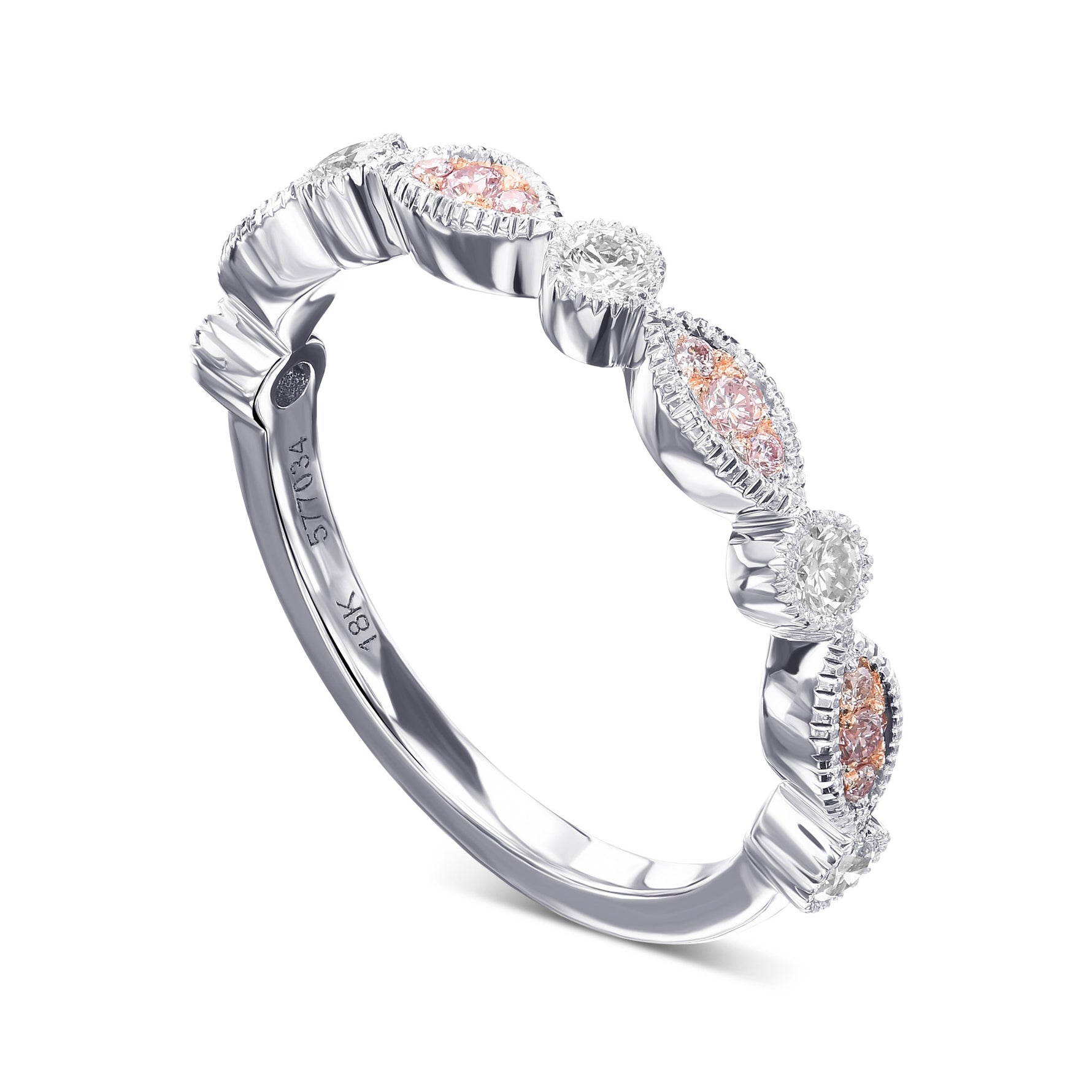 Pink & White Diamond Designer Band Ring