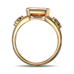 Fancy Deep Yellow Brown Emerald Gents 3-Stone Diamond Ring