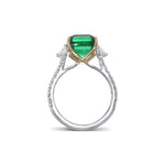Emerald & Trapezoid Diamond Three-stone Ring