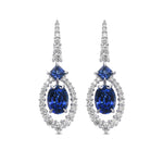 Royal Blue Sapphire and Diamond Drop Earrings