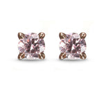 Fancy Pink Round Stud Diamond Earrings 