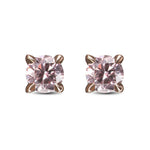 Fancy Pink Round Stud Diamond Earrings 