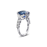 Oval Sapphire Marquise Side-stone Diamond Ring 