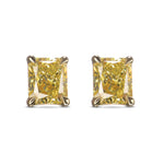 Fancy Yellow Radiant Stud Earrings