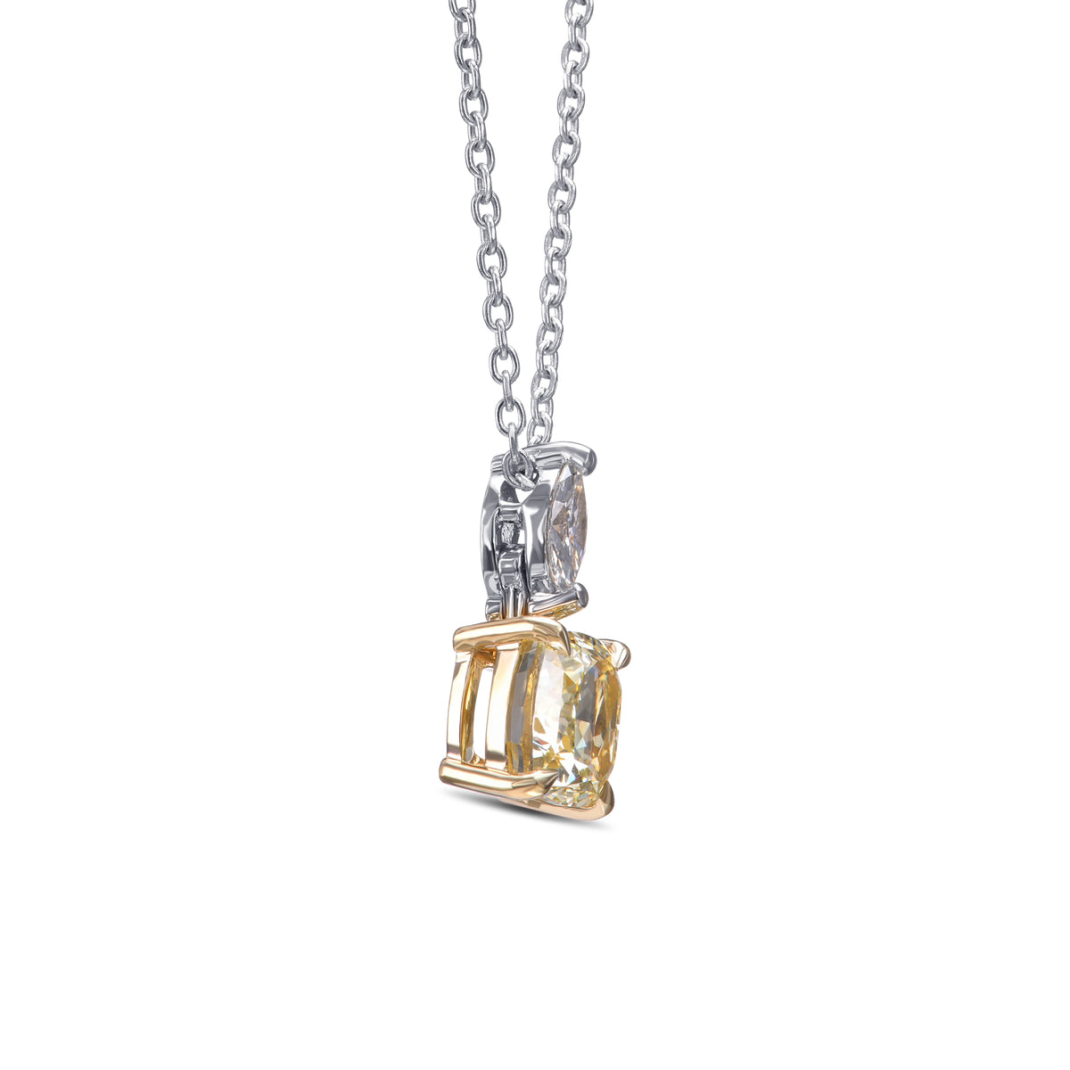 Fancy Yellow Cushion Drop Diamond Pendant