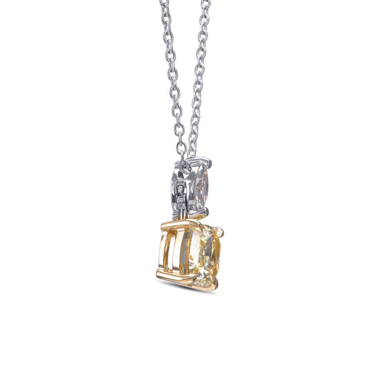 Fancy Yellow Cushion Drop Diamond Pendant