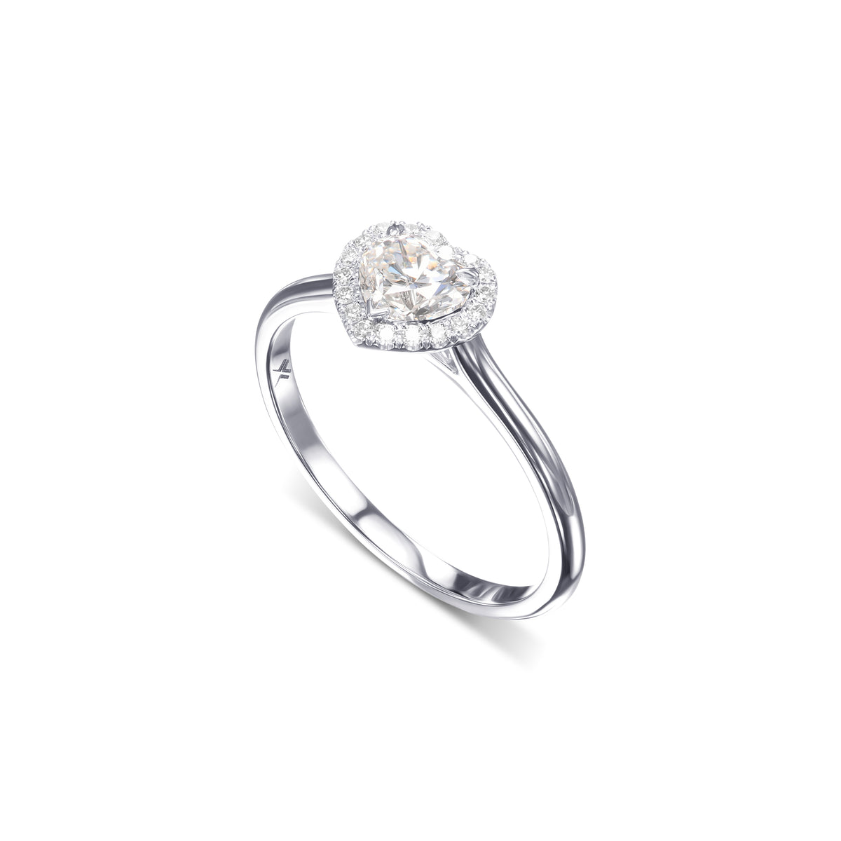  Heart Diamond Halo Ring