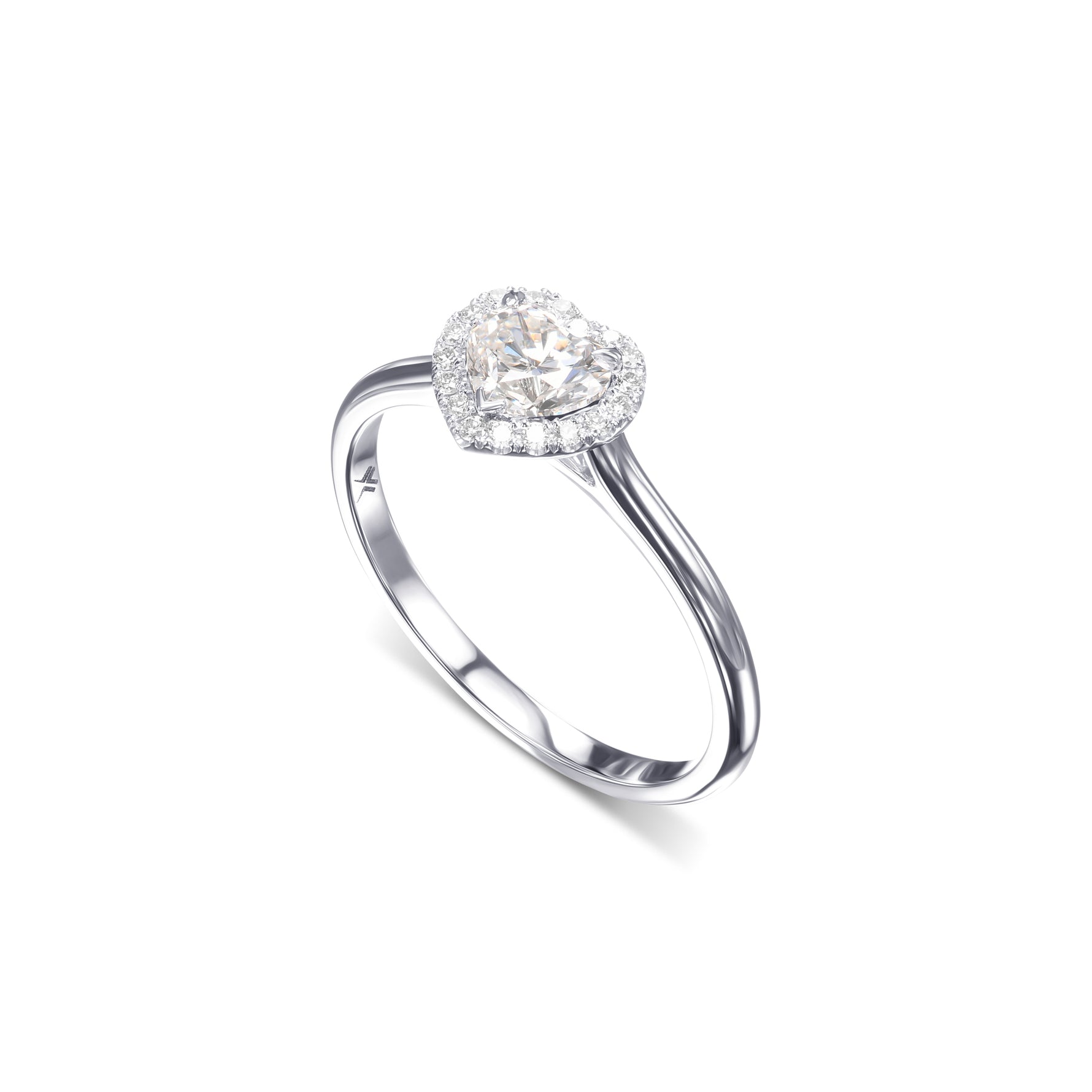 Heart Diamond Halo Ring