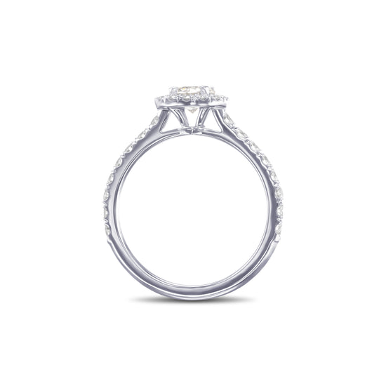 Colorless Round Brilliant Diamond Halo Side Stone Ring