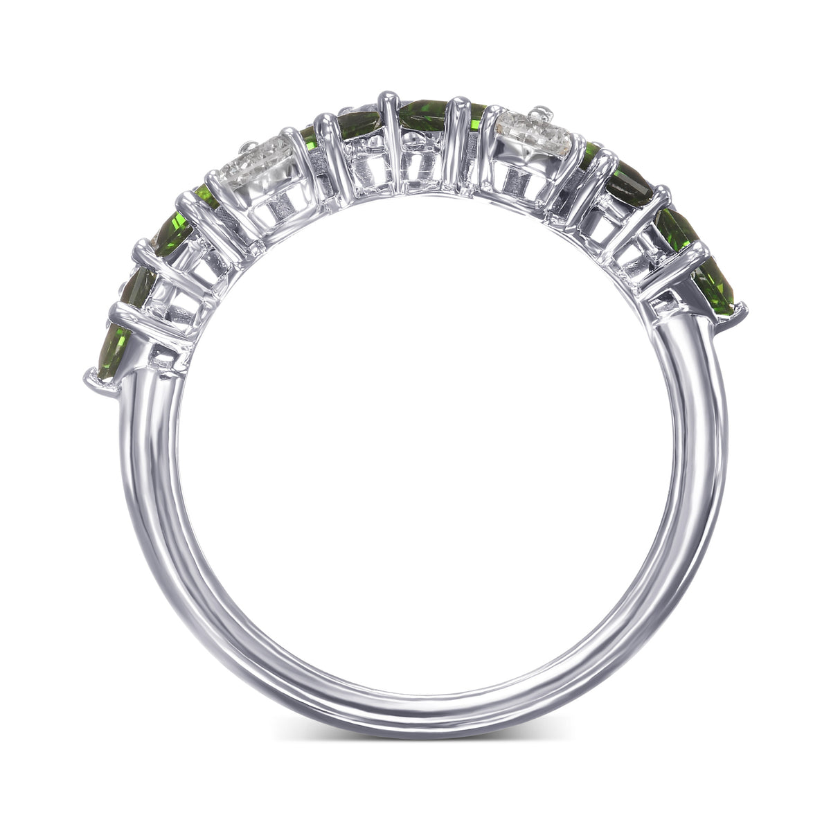Green Tourmaline and Diamond Band Ring