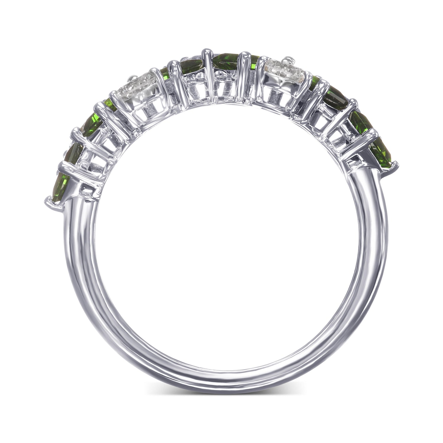 Green Tourmaline and Diamond Band Ring
