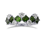 Green Tourmaline and Diamond Band Ring