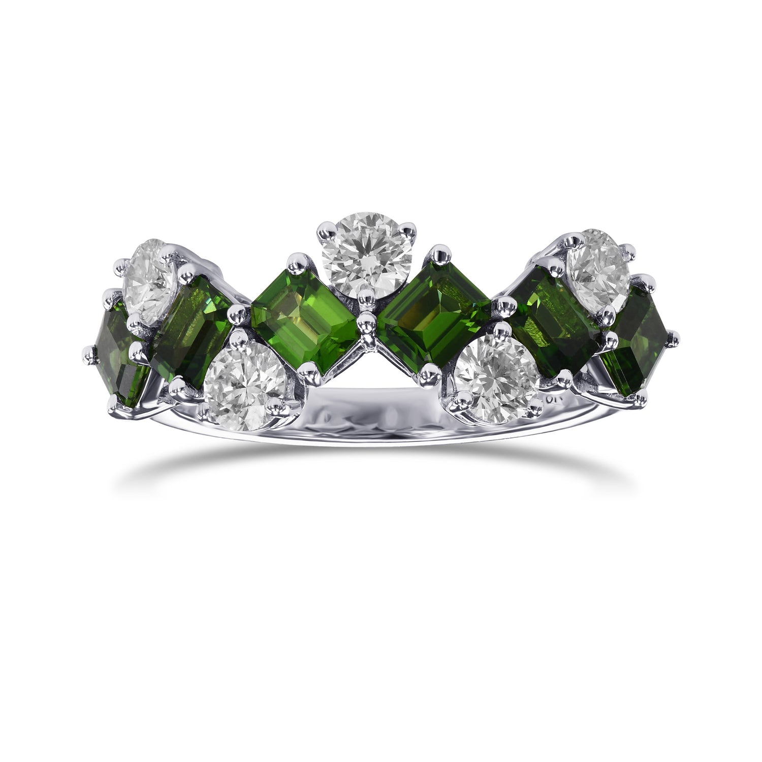 Green Tourmaline and Diamond Band Ring