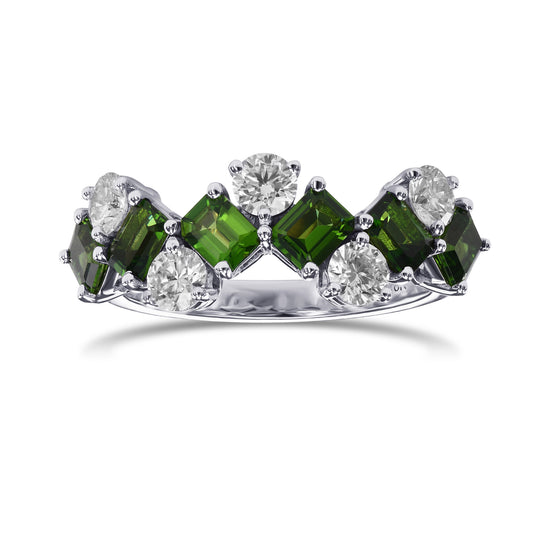 Green Tourmaline and Diamond Band Ring