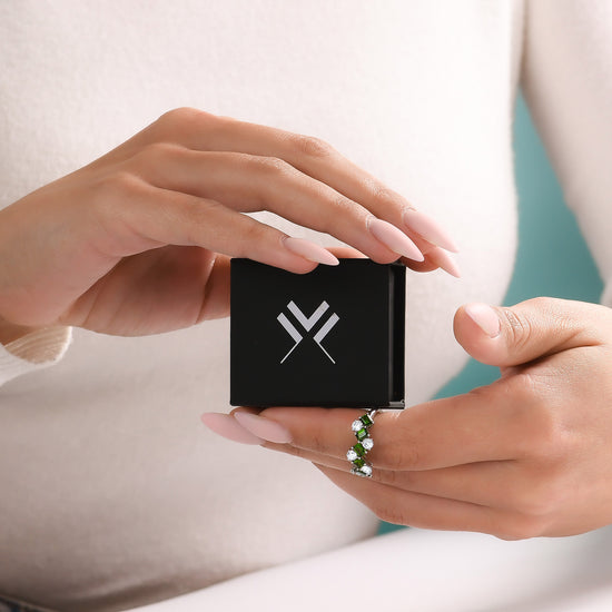 Green Tourmaline and Diamond Band Ring