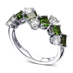 Green Tourmaline and Diamond Band Ring