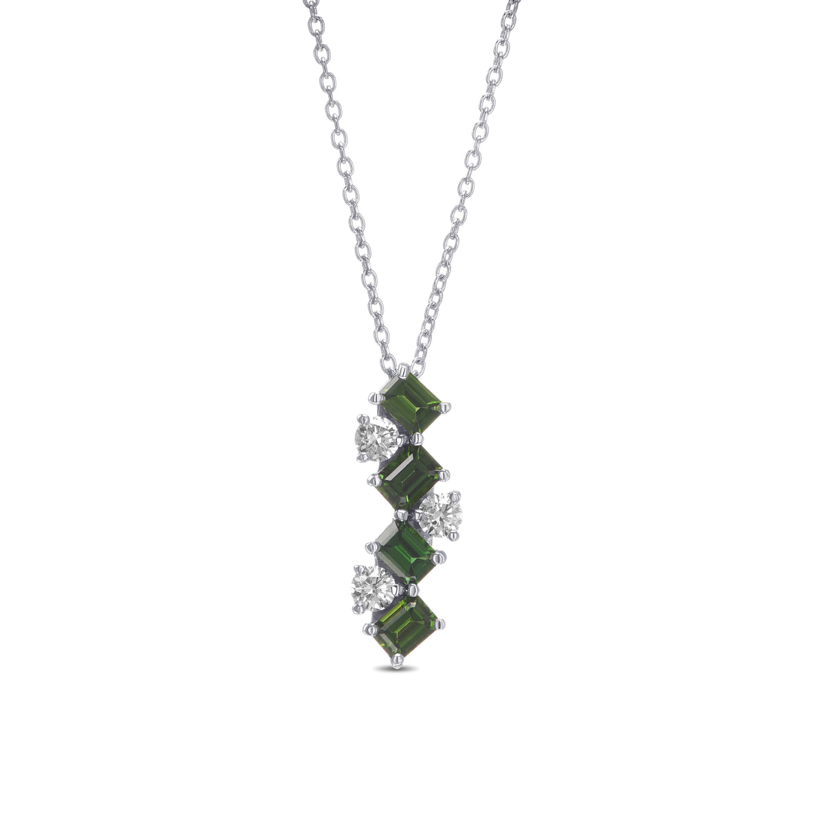 Green Tourmaline and Diamond Drop Pendant
