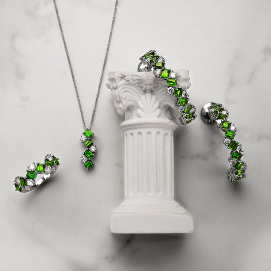 Green Tourmaline and Diamond Drop Pendant