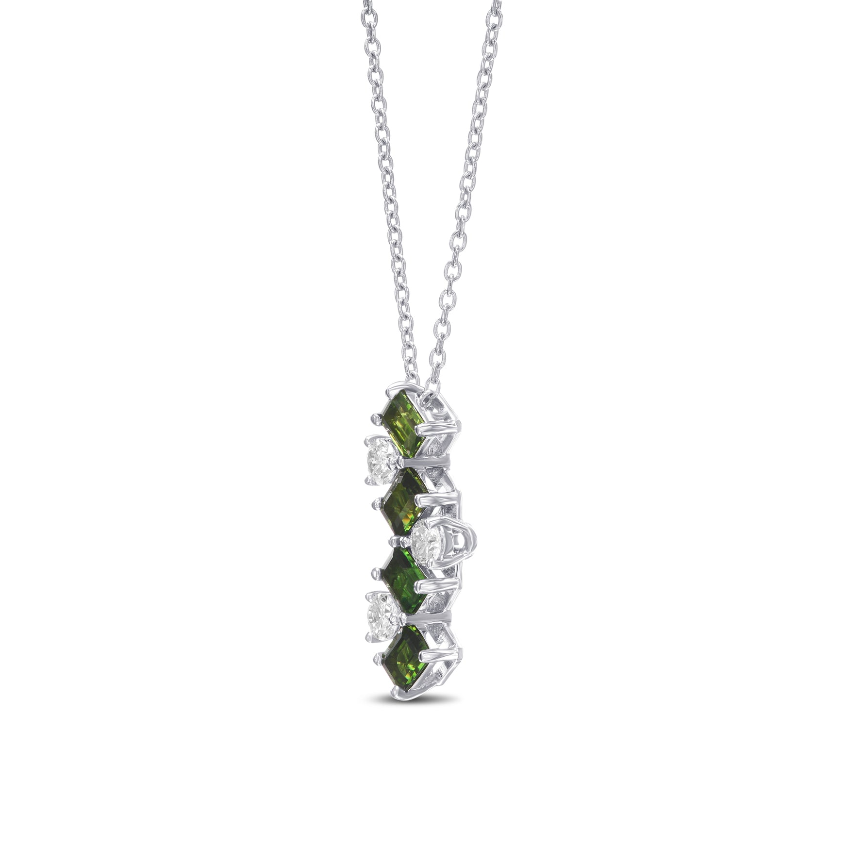 Green Tourmaline and Diamond Drop Pendant