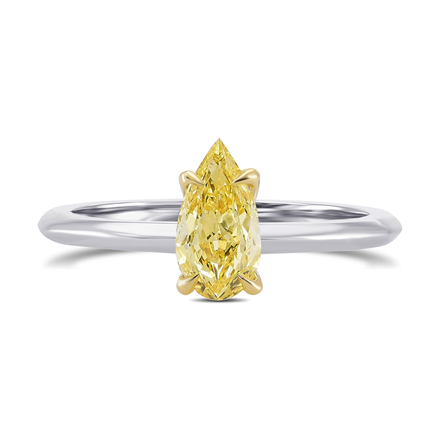 Fancy Yellow Pear Solitaire Diamond Ring