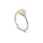 Light Yellow Radiant Side Stone Diamond Ring
