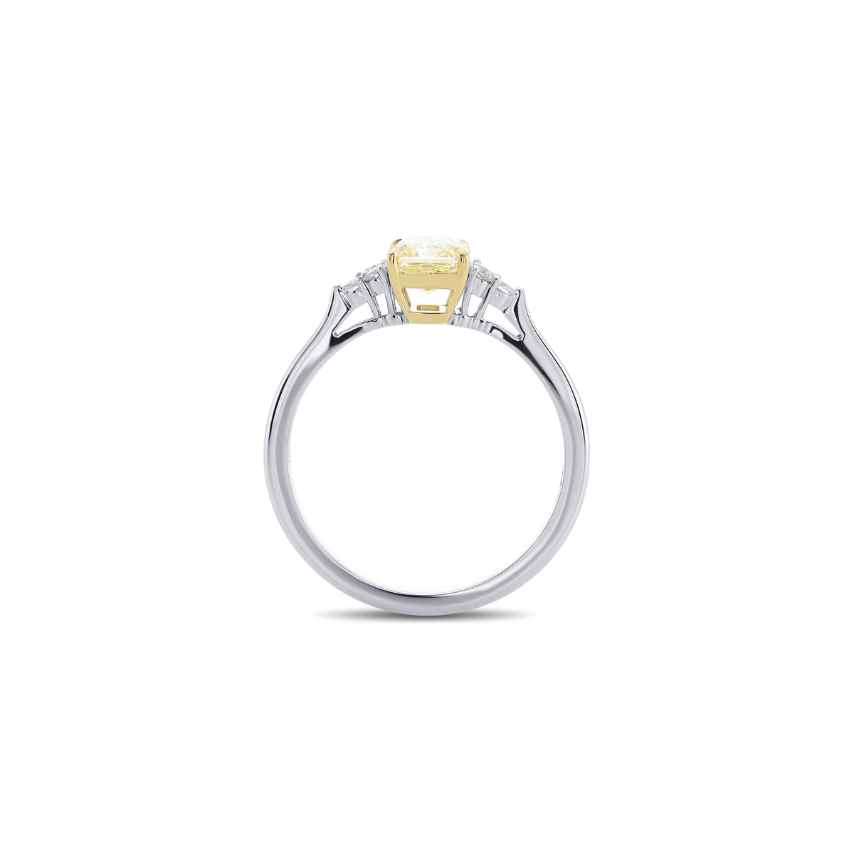 Light Yellow Radiant Side Stone Diamond Ring