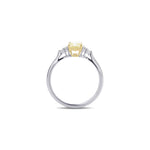 Light Yellow Radiant Side Stone Diamond Ring