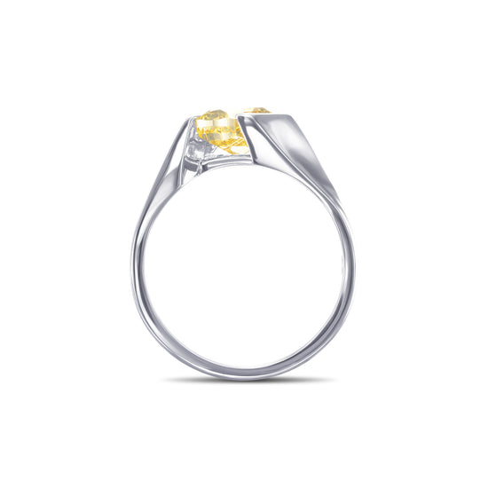 Fancy Deep Yellow Cushion Solitaire Diamond Ring