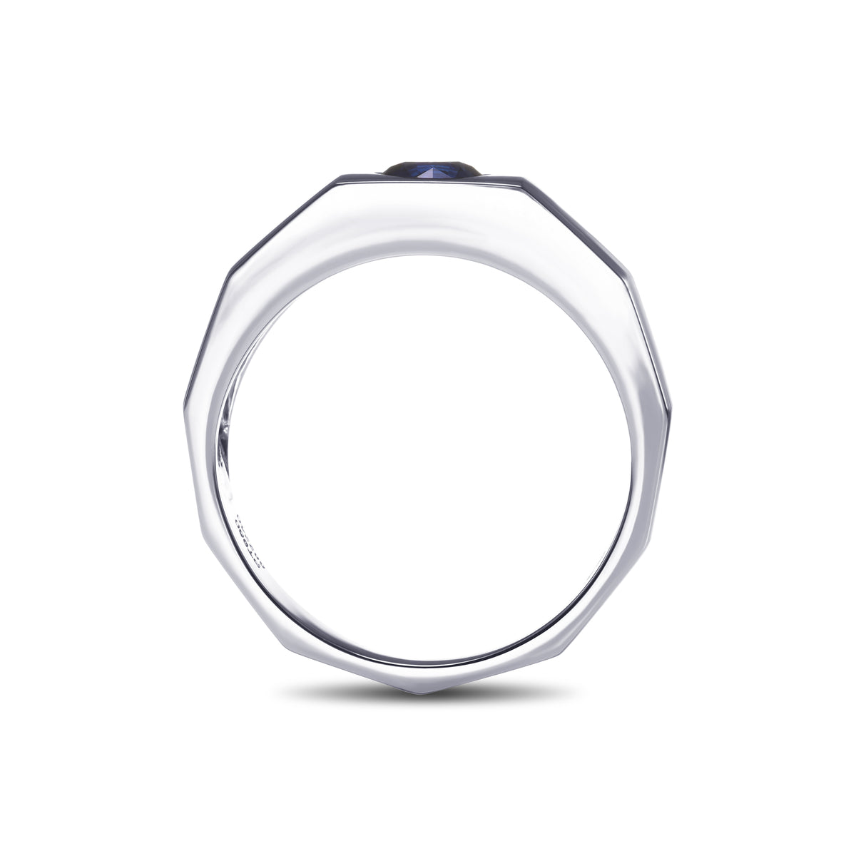 Round Sapphire Platinum Men's Ring