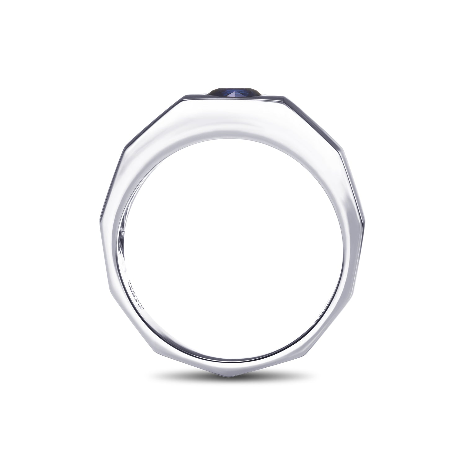 Round Sapphire Platinum Men's Ring