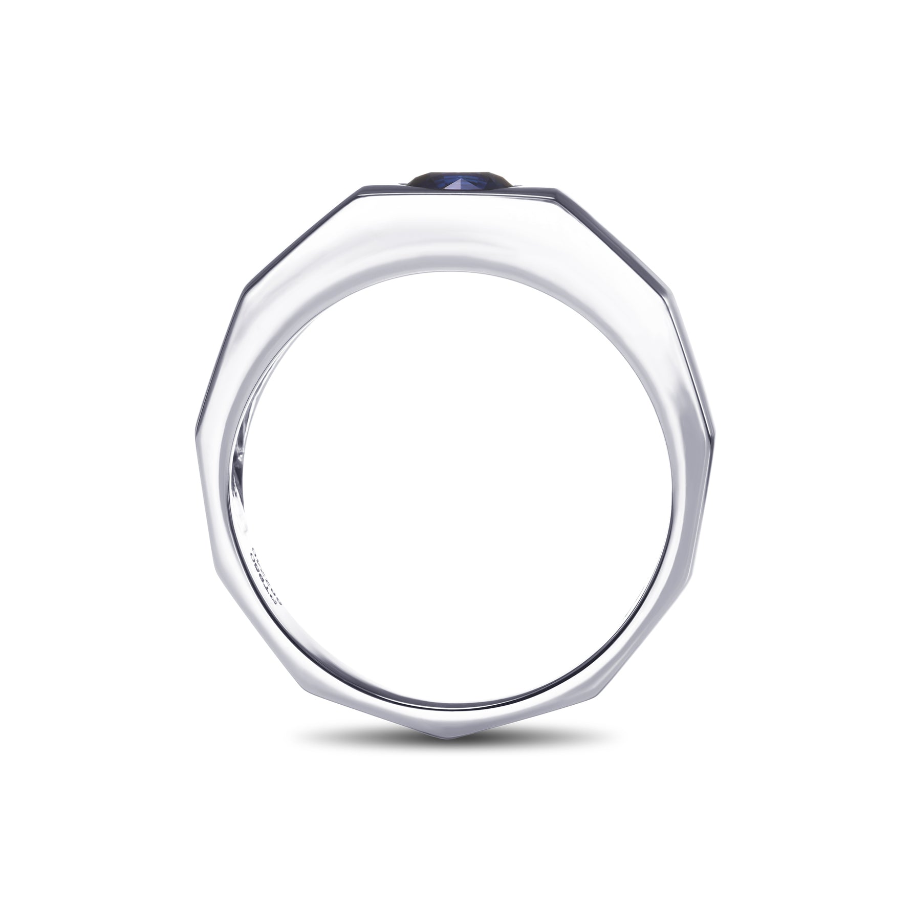 Round Sapphire Platinum Men's Ring