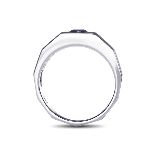 Round Sapphire Platinum Men's Ring