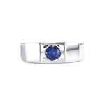 Round Sapphire Platinum Men's Ring