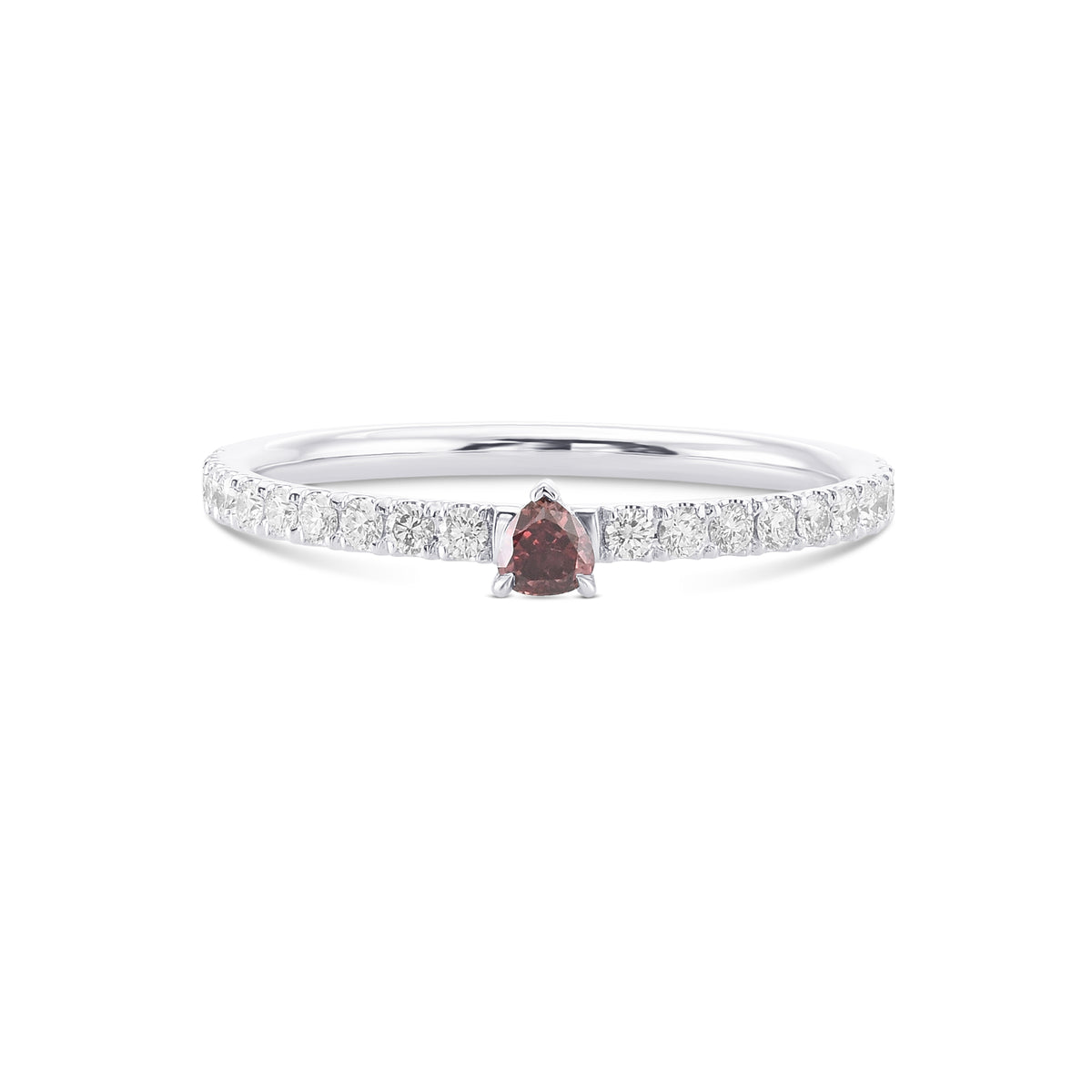 Fancy Red Heart Side Stone Diamond Ring