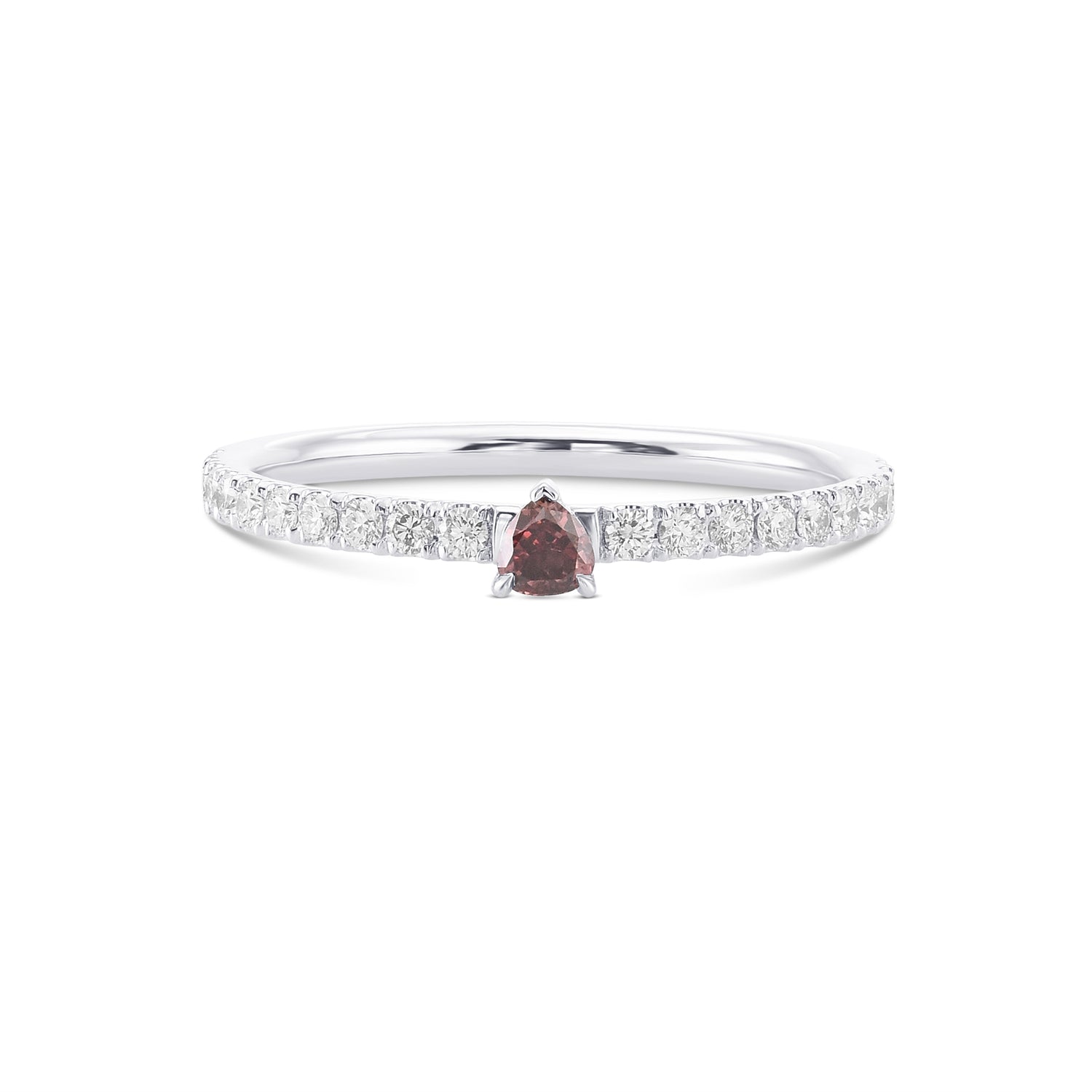 Fancy Red Heart Side Stone Diamond Ring