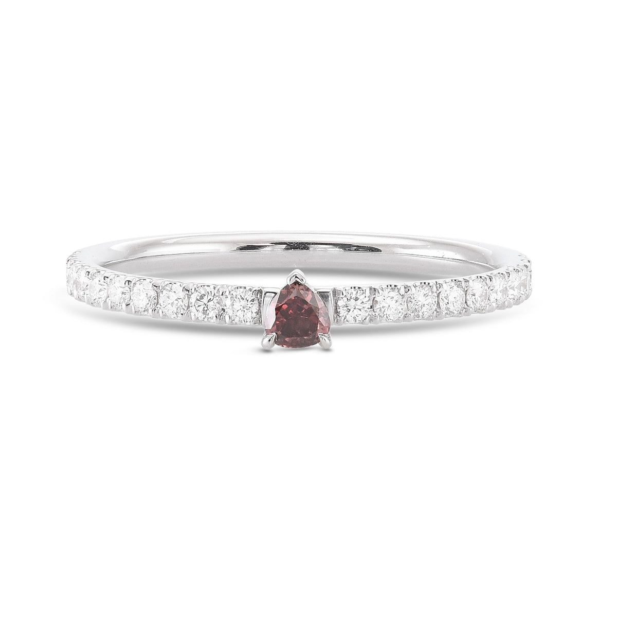 Fancy Red Heart Side Stone Diamond Ring