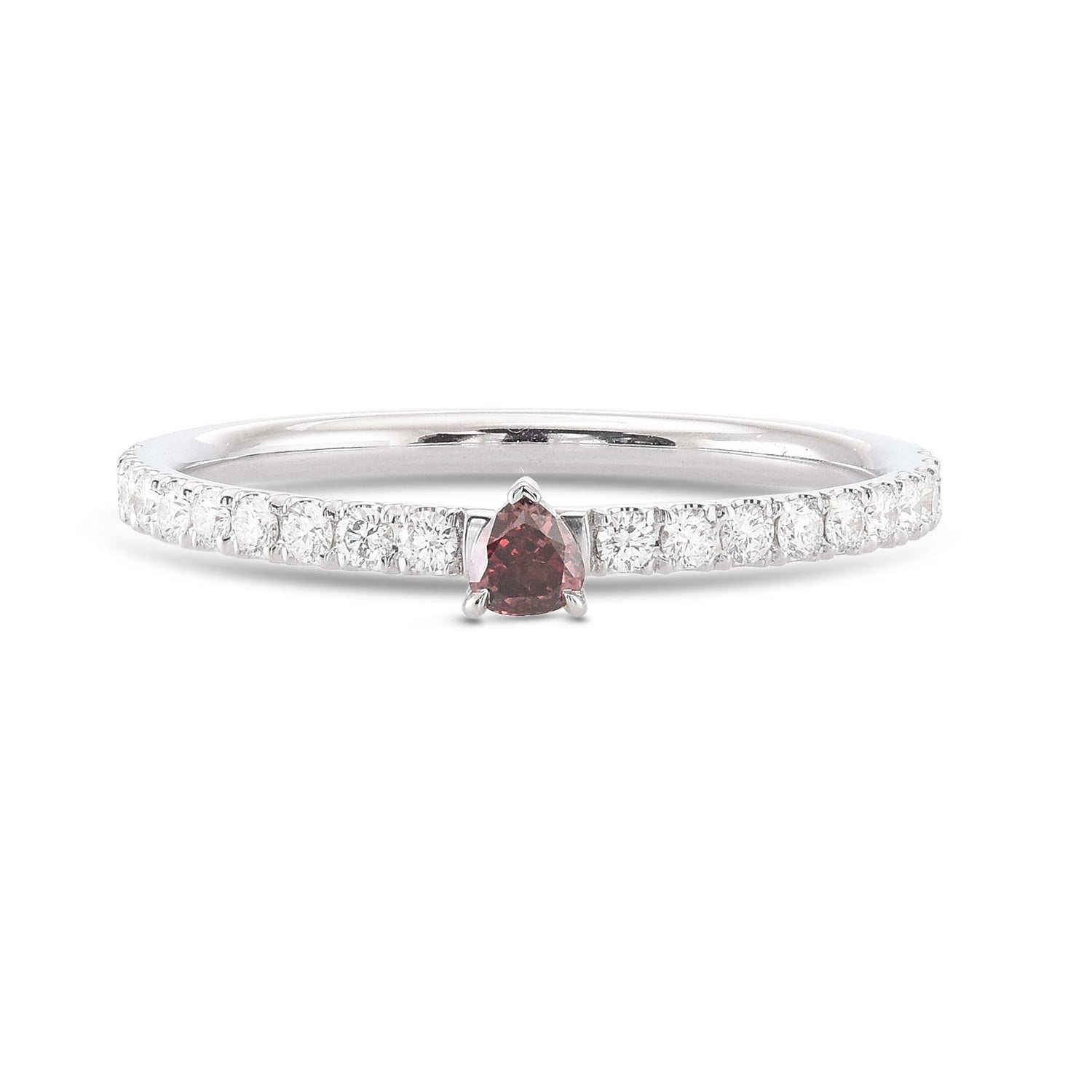 Fancy Red Heart Side Stone Diamond Ring