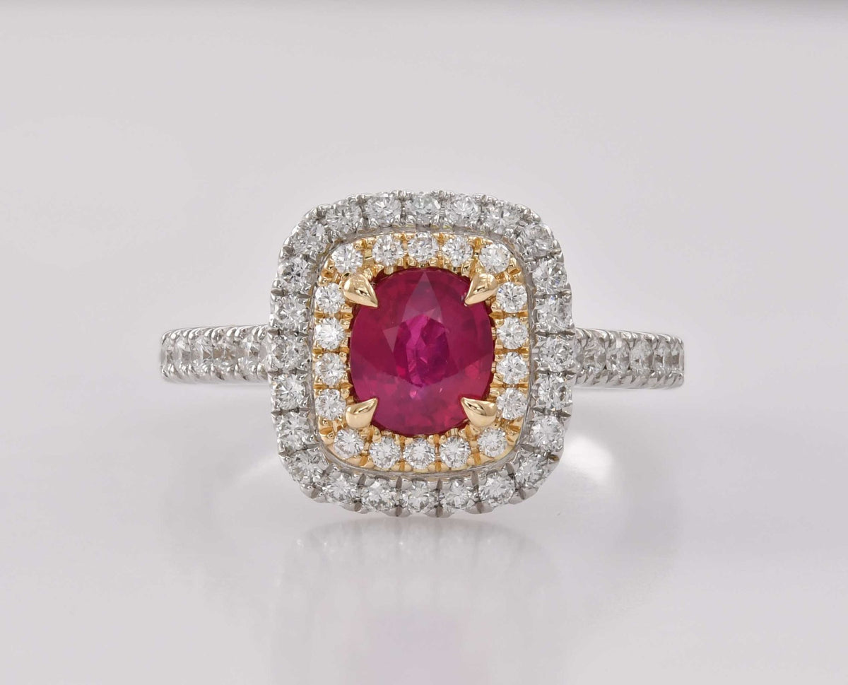 Ruby Double Halo Ring