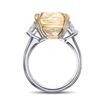 Light Yellow Cushion Three-Stone Diamond Ring 