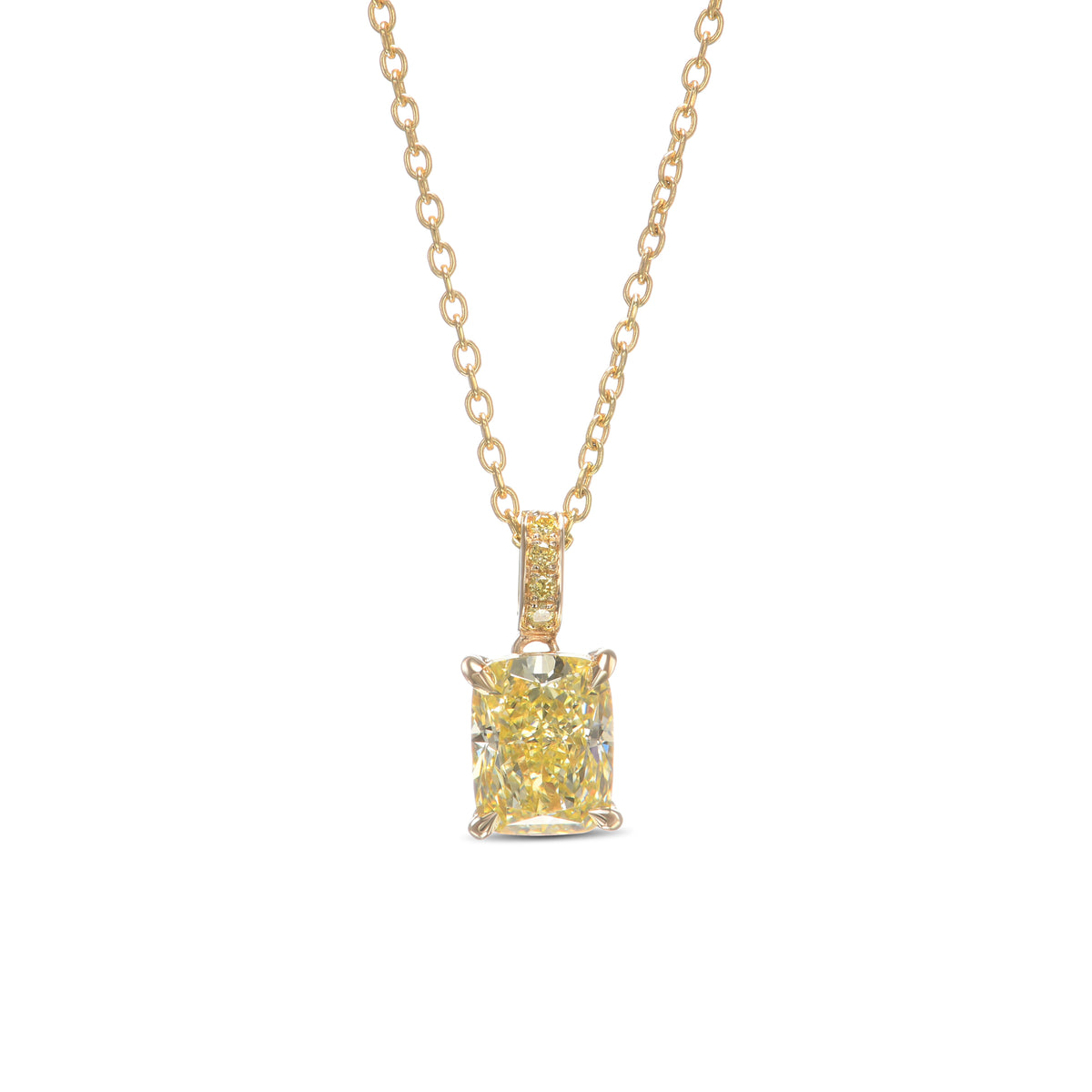 Fancy Yellow Cushion Drop Pendant