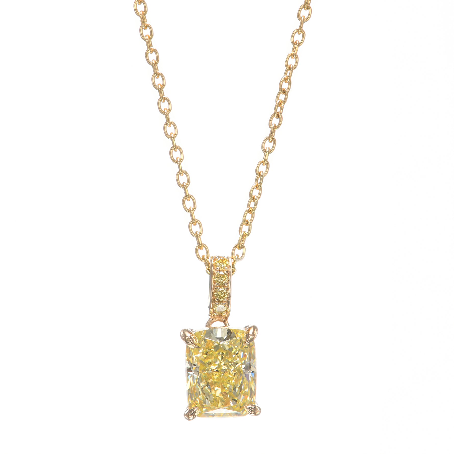 Fancy Yellow Cushion Drop Pendant