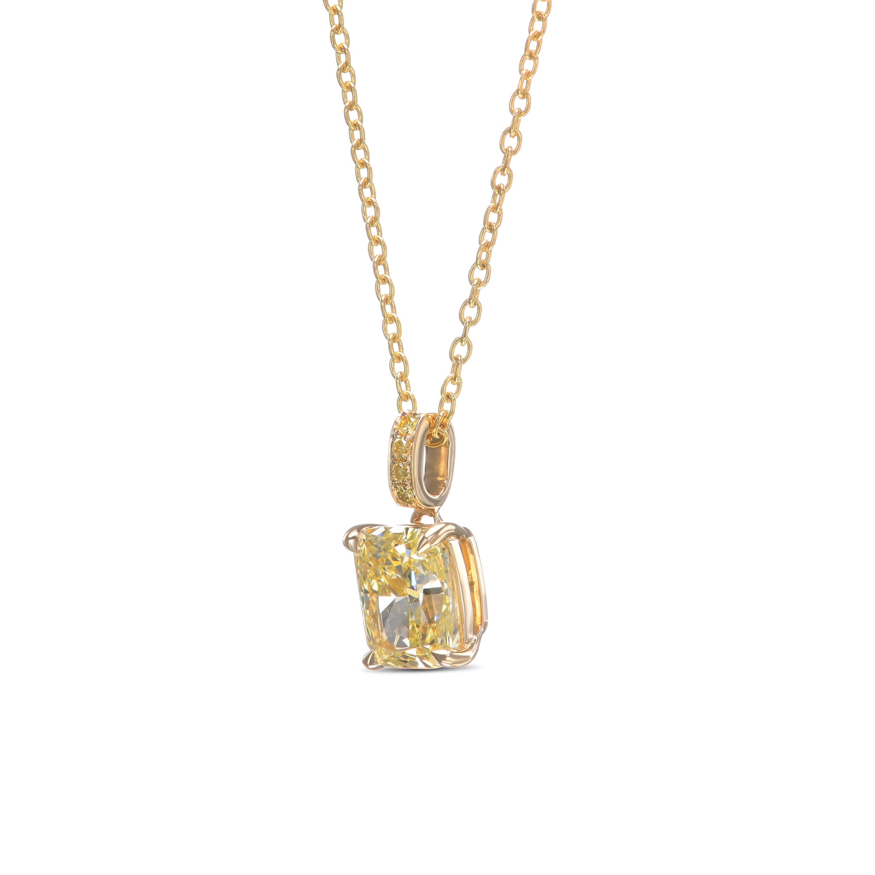 Fancy Yellow Cushion Drop Pendant