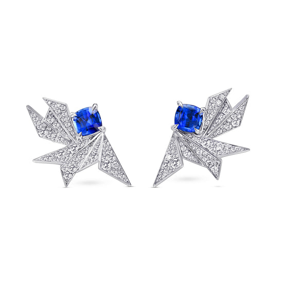 Blue Sapphire and Diamond Pave Couture Earrings