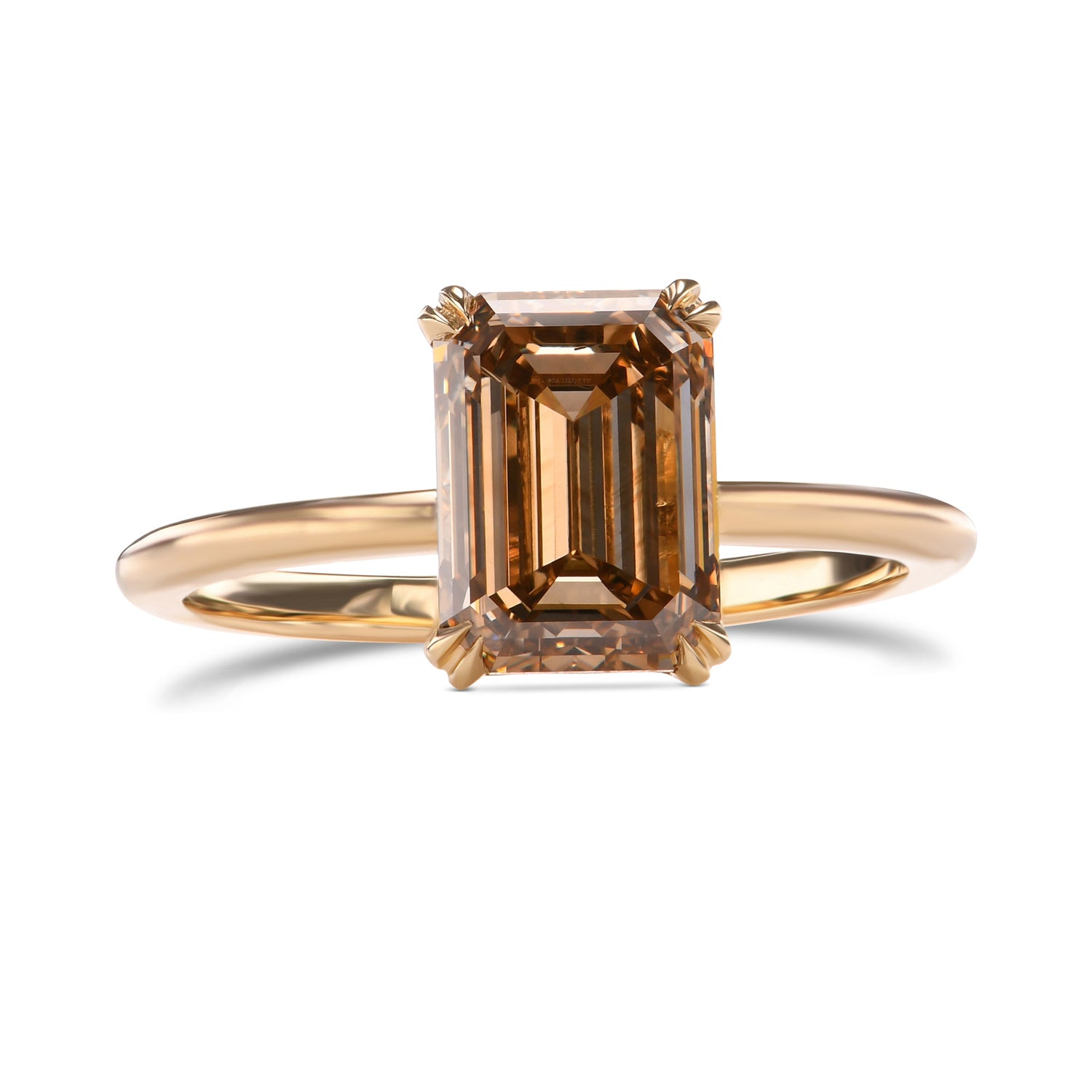 Fancy Dark Yellowish Brown Emerald Diamond Solitaire Ring
