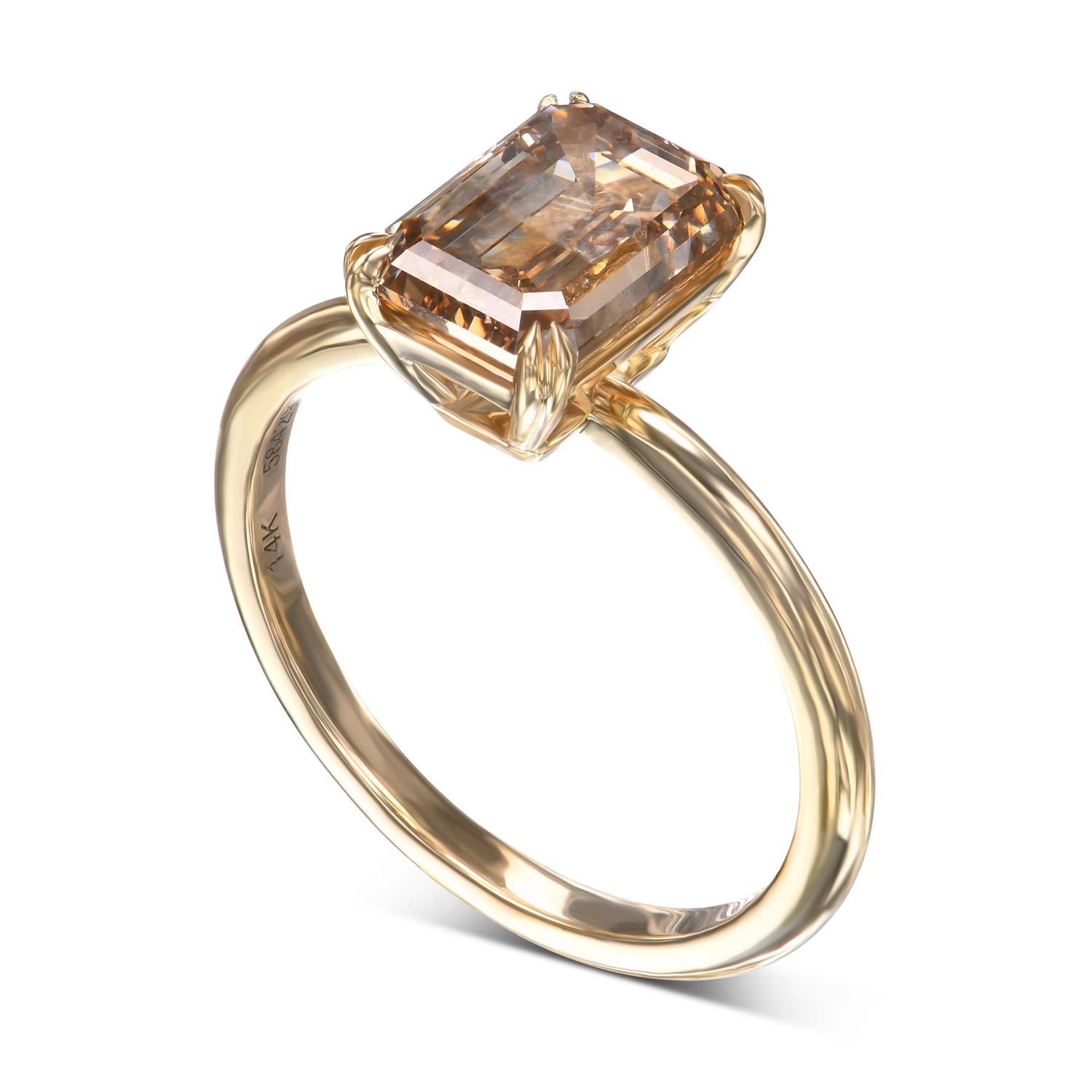 Fancy Dark Yellowish Brown Emerald Diamond Solitaire Ring