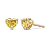 Fancy Intense Yellow Heart Diamond Stud Earrings